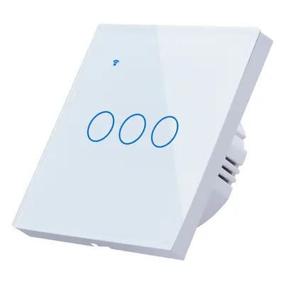 (White) WiFi Wireless 3Gang Way Smart Wall Touch Switch AC 100V/220V Wireless Wall Light Switch 