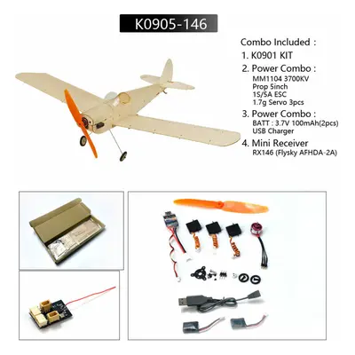 (K0905-146) Micro Spacewalker 460mm Wingspan Balsa Wood RC Airplane Kit with Power System