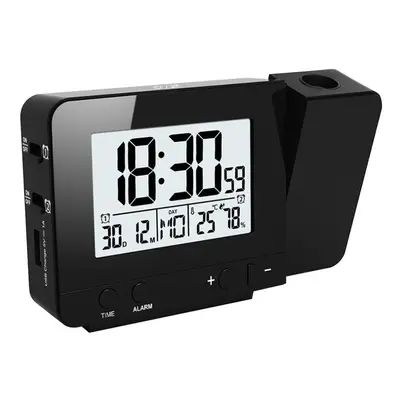 (Black) USB Electronic Projection Clock Wireless Color Screen Temperature & Humidity Weather For