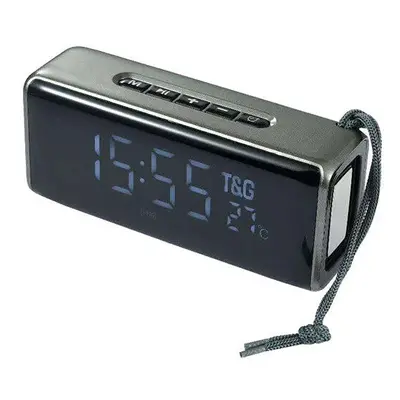 (Grey) Bluetooth Speaker LED Temperature Alarm Clock Speaker Portable Column Bluetooth Sound Box