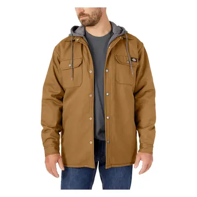 Dickies Men's Fleece Hooded Shirt Jacket with Hydroshield Brown Duck