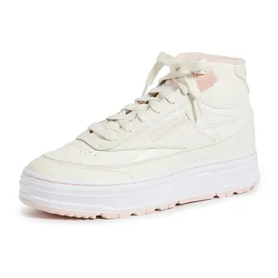 Reebok Women's Club C Geo Mid Sneaker Chalk/Possibly Pink