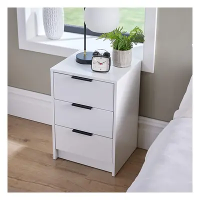 (White) Home Source Phoenix Drawer Bedside Table Storage Unit