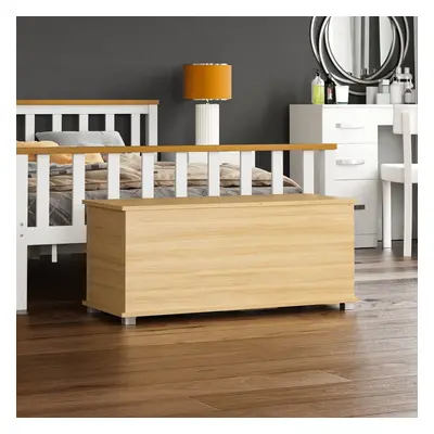 (Pine) Leon Storage Ottoman Wood Toy Box Bench Stool