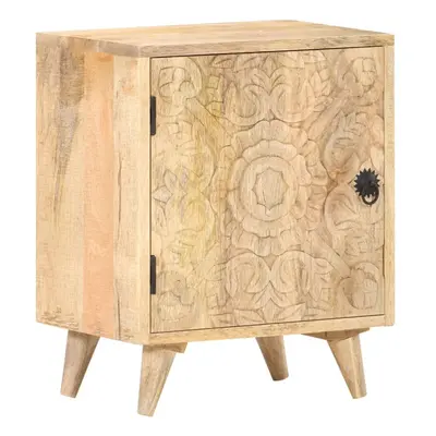 vidaXL Solid Mango Wood Carved Bedside Cabinet Nightstand End Table Bedroom