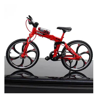 (Red) 1:10 Mini Bike Model Openable Folding Mountain Bicycle Bend Racing Alloy Model Toys