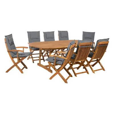 Garden Dining Set MAUI Acacia Wood 160/220x100x74 cm Grey