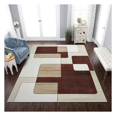 (160x230 cm, VIVA- PRINTED RUG) Modern Non-Slip Rugs Printed Geometric Carpet Mat