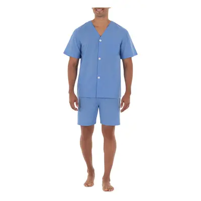 Fruit of the Loom Men's Broadcloth Short Sleeve Pajama Set French Blu