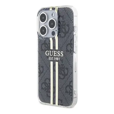 Guess IML 4G Gold Stripe Hard Case for iPhone Pro Max 6.7" Black