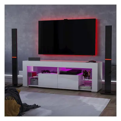 (White) Luna Drawer LED TV Unit Living Room Storage