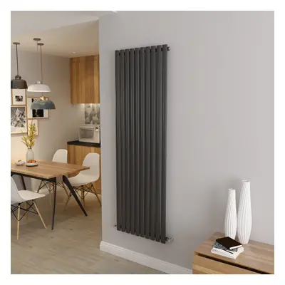 (Single 1800x590mm, Anthracite) Designer Oval Column Radiator Central Heating