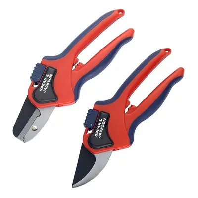 Spear & Jackson Razorsharp - Advantage Bypass and Anvil Secateurs Set - Red/Navy