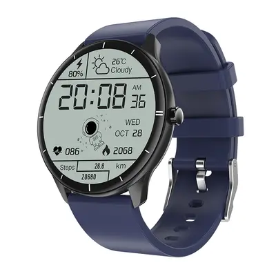 (Blue) 1.28 inch Large Round Display Real-Time Body Temperature Detection Heart Rate Blood Oxyge