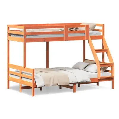 vidaXL Bunk Bed Kids Twin Sleeper 80x200/120x200 cm Wax Brown Solid Wood Pine