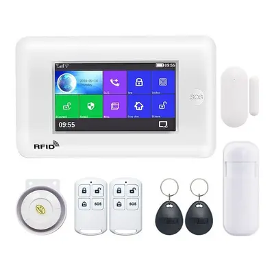 (UK Plug, Type 1) WiFi GSM GRRS Wireless Alarm System WiFi Intruder Security Alarm Kit APP Contr