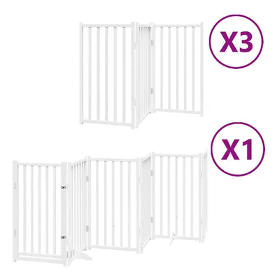 (white, x x cm/ pcs) vidaXL Dog Gate with Door Foldable Panels Dog Fence Gate White Poplar Wood