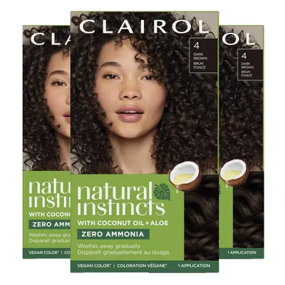 Clairol Natural Instincts Demi-Permanent Hair Dye Dark Brown Hair Color Pack of