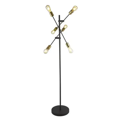 Searchlight Armstrong Light Floor Lamp Black And Satin Brass