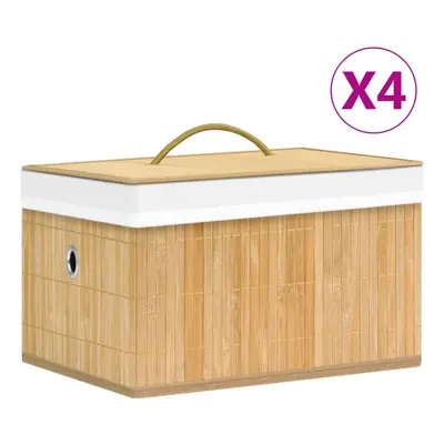 vidaXL 4x Bamboo Storage Boxes Home Garden Storage Chest Basket Organiser Rack