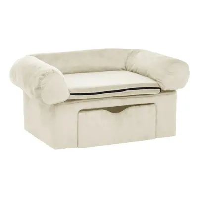 (cream) vidaXL Dog Sofa with Drawer Plush Pet Supplies Dog Couch Sofa Multi Colours