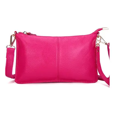 (Rose) Women Genuine Leather Day Clutches Candy Color Bags Women's Fashion Crossbody Bags Small 