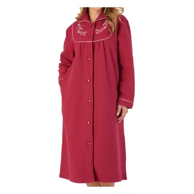 (Raspberry, - UK 28/30) Slenderella Womens Button Up Boucle Fleece Embroidered Dressing Gown