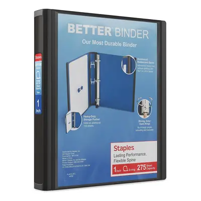 STAPLES 1-Inch 3-Ring Better Binder Black (13395)