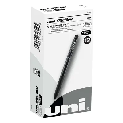 uni-ball Spectrum Retractable Gel Pen Pack in Black with 0.7mm Medium Point Pen Tips Uni-Super I