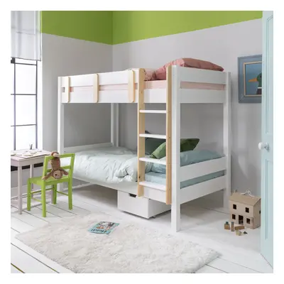 (Una Bunk Bed Contemporary in Classic White & Pine ) Una Bunk Bed Contemporary in Classic White 