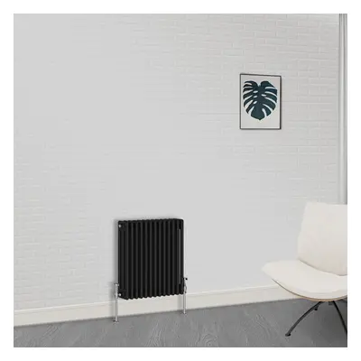 (600 x 605mm-3 Column) NRG Traditional Black Horizontal Vertical Bathroom Cast Iron Radiator