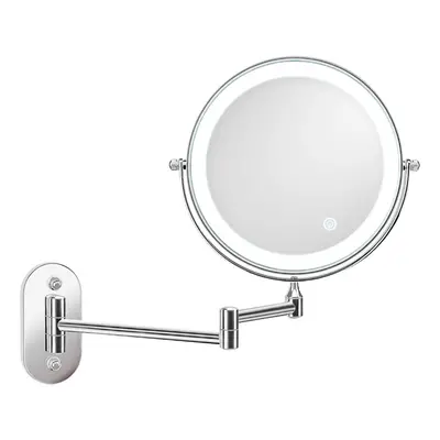 Wall Mounted Makeup Mirror, 10X Magnifying Double Sided LED Lighted Mirror, Swivel Extendable Co