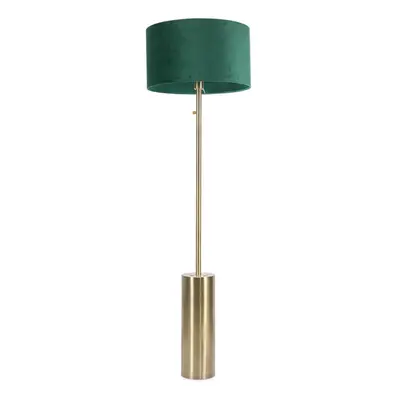 ValueLights Lexy Green Velvet Shade with Gold Dimmable Floor Lamp