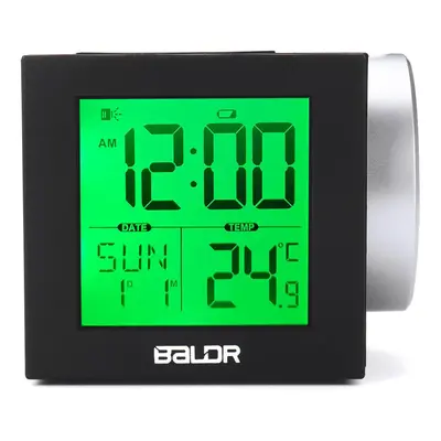 (Green) Digital LED Projection Alarm Clock Thermometer Snooze Weather Function Color