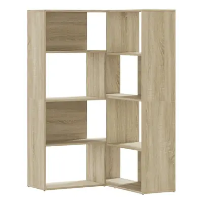 (sonoma oak) vidaXL Corner Bookcase 4-Tier Corner Bookshelf Storage Cabinet Engineered Wood