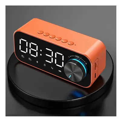 (Orange) Bluetooth 5.0 Speaker Alarm Clock Night Light Multiple Play Modes LED Display Surround 