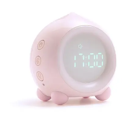 (Pink, Normal Type) Mini LED Digital Voice Control Creative Alarm Clock Smart Speaker Multi-func