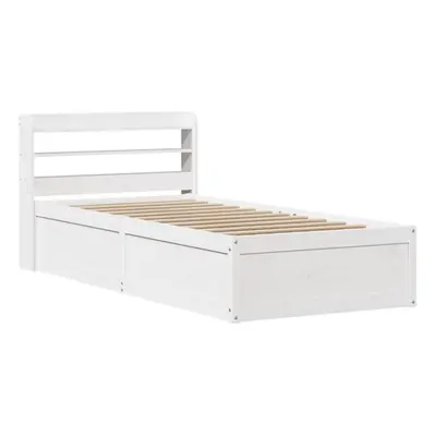 (white, x cm) vidaXL Bed Frame with Headboard Bed Base Solid Wood Pine