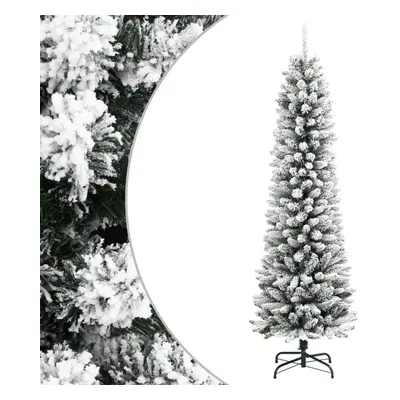 (without led, cm) vidaXL Artificial Slim Christmas Tree with Flocked Snow Xmas Tree PVC and PE