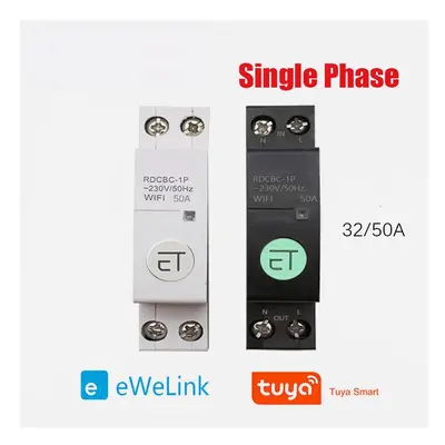 (Black, Tuya 80A) Smart Light Switch WIFI 63/80A Single Phase Circuit Breaker Timer Relay Switch