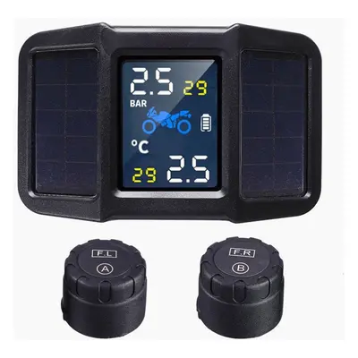 Solar Power + USB TPMS Waterproof LCD Display Motorcycle Real Time Tire Pressure Monitor System 