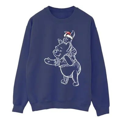 (5XL, Navy Blue) Disney Womens/Ladies Winnie The Pooh Piglet Christmas Sweatshirt