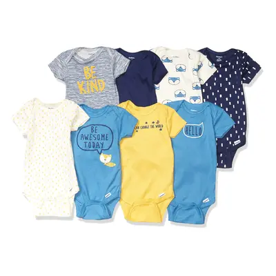 Gerber Baby Boy's 8-Pack Short Sleeve Onesies Bodysuits Blue Fox