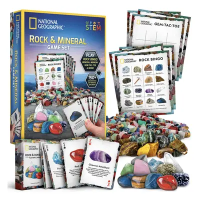 NATIONAL GEOGRAPHIC Rock Bingo Game - Play Mineral Memory Gemstone Tr