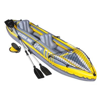 Inflatable 2-Person Kayak/Canoe Set with Pump, Carry Bag & Oars - Blue/Yellow/White