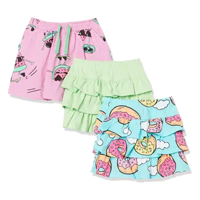 Girls' Knit Ruffle Scooter Skirts (Previously Spotted Zebra), Pack of 3, Blue Donut/Mint Green/P