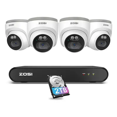 ZOSI 4MP PoE CCTV Camera System 5MP NVR 2TB IP Security Camera Audio