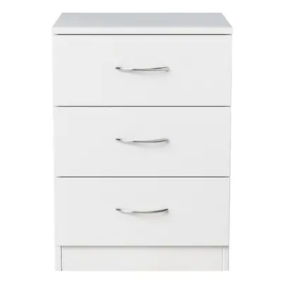 (3 Drawer-With Metal Handles, White) NRG Chest of Drawers With Metal Handles Bedroom Furniture S