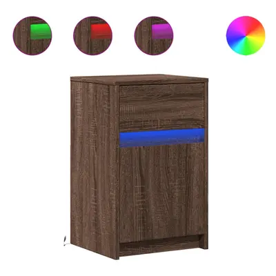 (brown oak, pcs) vidaXL Bedside Cabinet with LED Lights Nightstand Engineered Wood