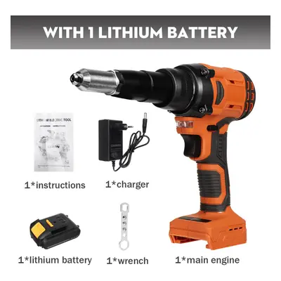 (One Battery EU Plug) 21V Electric Rivet Cordless Rivet Nut Drill Insert Nut Pull Riveting Tool 